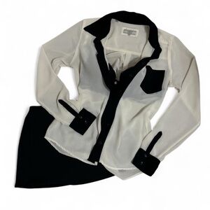 Guess Sheer Button-Up Blouse